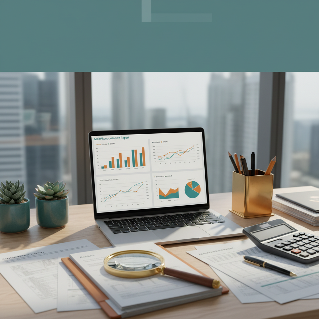 UAE finance professional reviewing a VAT audit dashboard on a laptop before filing
